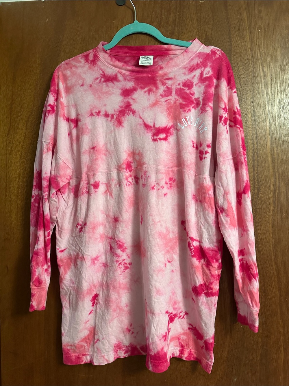 Pink Oversized Tie-Dye Long Sleeve Tee - Size XS